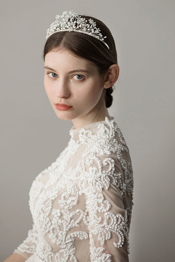 Couronne nuptiale de fleur de flocon de neige perle